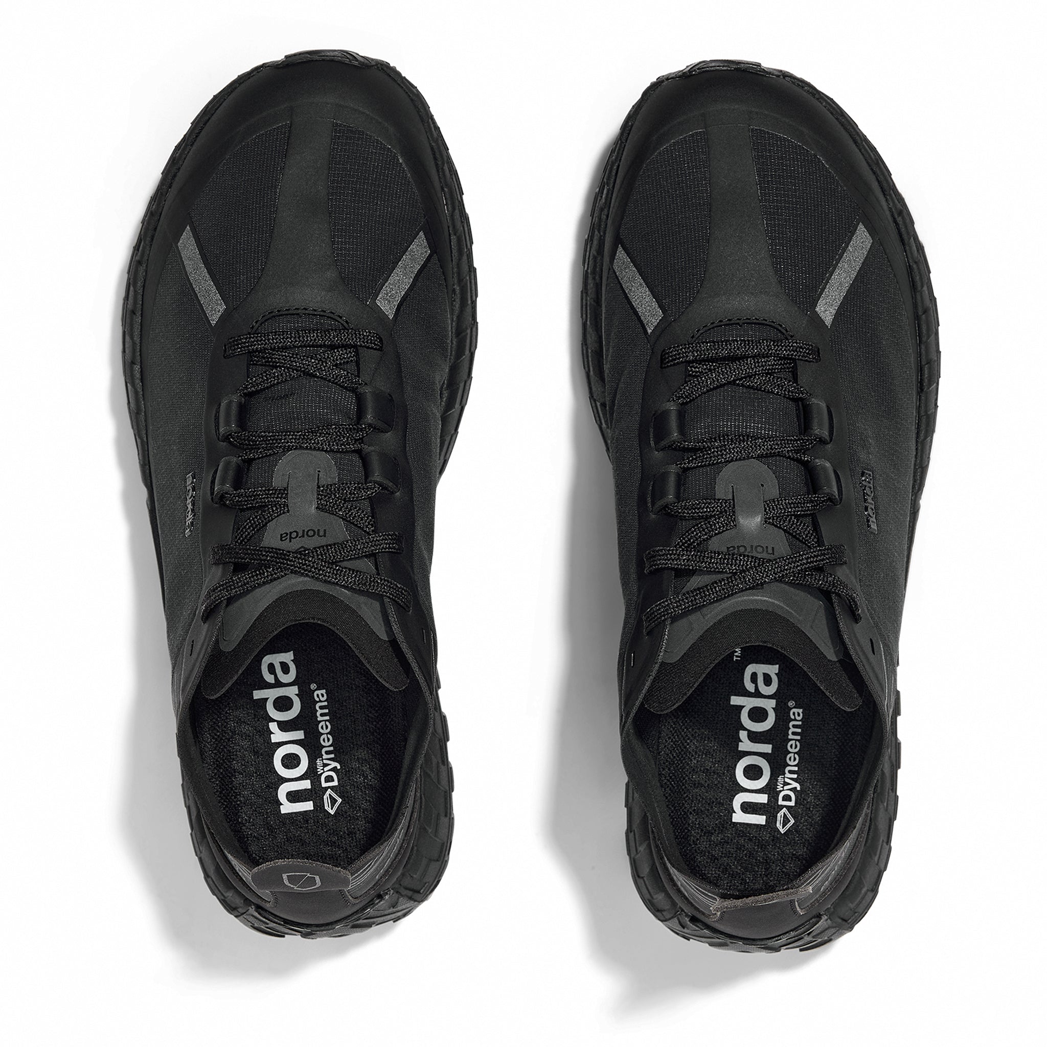 001A - Stealth Black - Men by Norda, lightweight trail shoe in black with Arnitel TPEE midsole for comfort on mindful outdoor runs