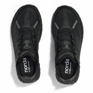 001A - Stealth Black - Men by Norda, lightweight trail shoe in black with Arnitel TPEE midsole for comfort on mindful outdoor runs