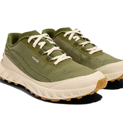 002 Sage - Women by Norda in olive green and beige, bio-based Dyneema® trail running shoe for technical terrain and responsive outdoor running