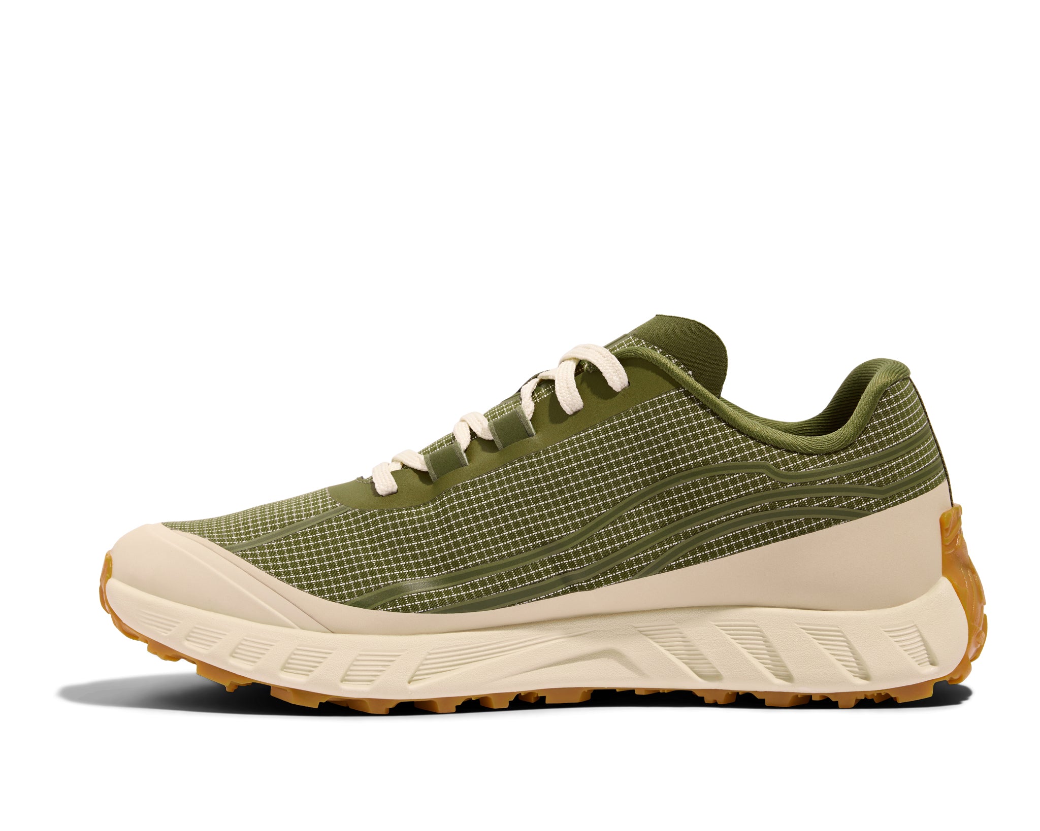 002 Sage - Women by Norda in sage green and beige, responsive trail running shoe with bio-based Dyneema for technical terrain in Canada