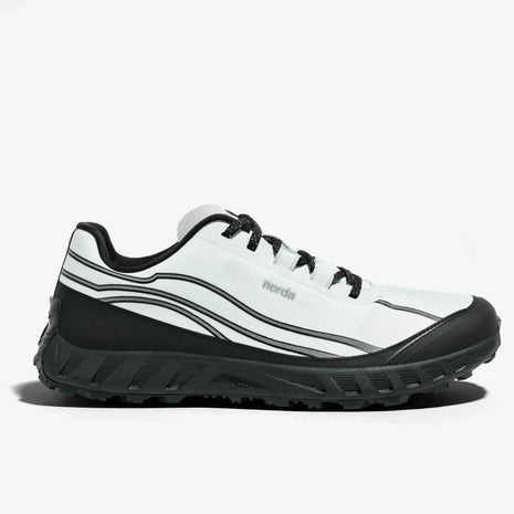 002 Core - Women by Norda in white and black trail running shoe with bio-based Dyneema for technical terrain and increased ground feel