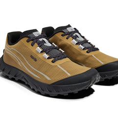 002 Oak - Women by Norda in tan and black with bio-based Dyneema, responsive trail running shoe for technical terrain and outdoor use