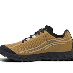 002 Oak - Women by Norda in brown and black, lightweight trail running shoe with bio-based Dyneema® for technical terrain and ground feel