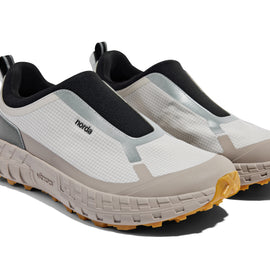 003 - Women by Norda in beige and black laceless approach shoe with Vibram soleplate for hiking, scrambling, and trail running