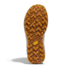 003 - Women by Norda in white and brown with Vibram soleplate, durable laceless approach shoe for hiking, scrambling, and trail running