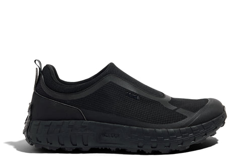 003 - Women by Norda in black laceless approach shoe with Vibram sole designed for hiking, scrambling, and trail running in Canada