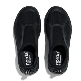 003 - Men by Norda in black laceless approach shoe with Vibram soleplate, durable and supportive for hiking, scrambling, and trail running