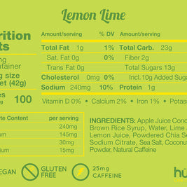 Chia Plus Energy Gel - Lemon ­Lime by Huma in yellow-green, electrolyte-rich vegan gel with added caffeine for enhanced athletic hydration and energy