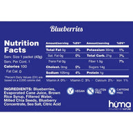 Chia Energy Gel - Blueberry by Huma in blue packaging, all-natural energy gel with real fruit puree, chia seeds, vegan and gluten free ideal for running