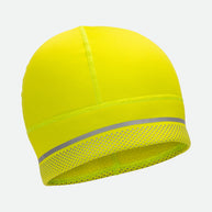 HyperNight Reflective Beanie by Nathan in bright yellow with reflective detailing, lightweight stretch fabric, ideal for running in low light
