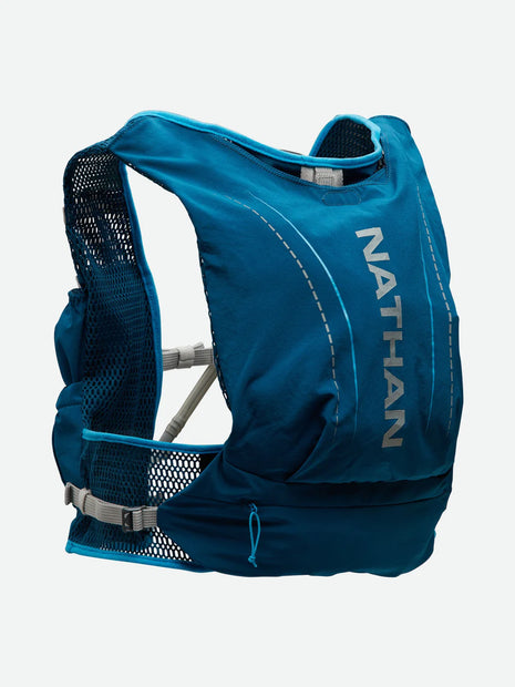 VaporAir 2 Lite 4L by Nathan in blue, lightweight breathable mesh running pack with Adaptive-Fit hook & loop design ideal for outdoor running