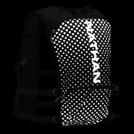 Hypernight Quick Start 2.0 4L by Nathan in black with expansive reflective print, minimalist hydration pack for running and hands-free use