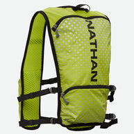 Hypernight Quick Start 2.0 4L by Nathan in bright green with reflective geometric print, minimalist hydration pack for running safety