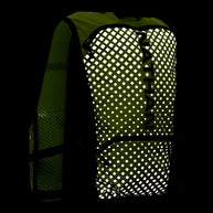 Hypernight Quick Start 2.0 4L by Nathan in reflective green with geometric print, minimalist hands-free hydration pack for running safety