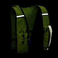 Hypernight Quick Start 2.0 4L by Nathan in olive green with reflective print, minimalist hydration vest for running and outdoor use