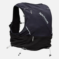 Pinnacle Pro 12L - Men by Nathan in black and dark blue with Quick-Fit adjustment and slider sternum cords, ideal for running and outdoor use