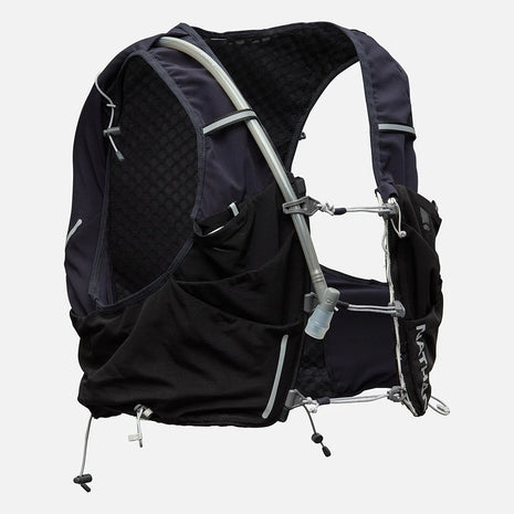 Pinnacle Pro 12L - Men by Nathan in black and dark grey with slider sternum cords and Quick-Fit™ system for running and outdoor use
