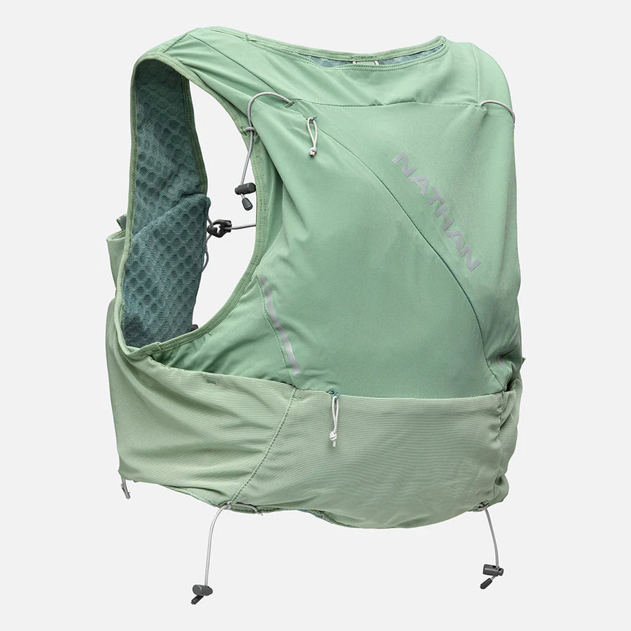 Pinnacle Pro 12L - Men by Nathan in green with Quick-Fit adjustment and slider sternum cords for running and outdoor use