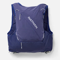Nathan Pinnacle Pro 12L women's running vest in Indigo/Light Blue, back view of the main pocket