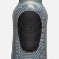 Speed Draw 2 12oz Insulted Flask by Nathan in gray with black grip, insulated to keep fluids cooler longer, handheld and easy to squeeze.