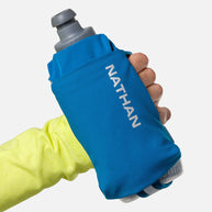 Speed Draw 2 12oz Insulted Flask blue by Nathan with insulated flask, easy grip, mesh pocket, keeps fluids cool for running in Canada.