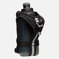 SpeedDraw 2 Flask 12oz by Nathan in black with ergonomic no-slip grip, power mesh phone pocket, zippered storage, ideal for running and outdoor use
