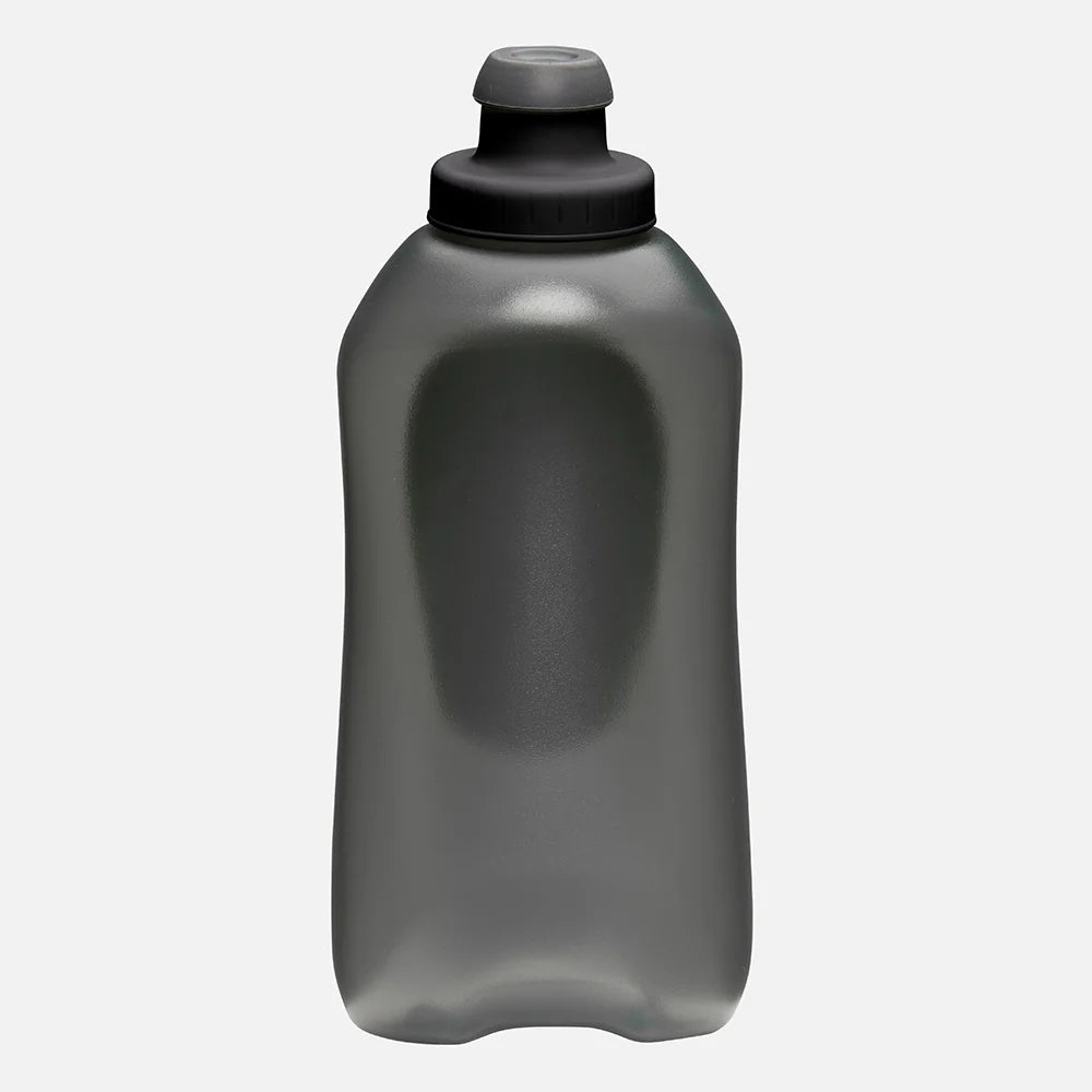 Speed Draw 2 Flask 18oz by Nathan in gray with ergonomic no-slip grip and easy-squeeze design for running hydration