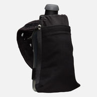 SpeedDraw 2 Flask 12oz by Nathan in black with ergonomic no-slip grip, power mesh pocket for smartphones, and zippered pocket for running gear.