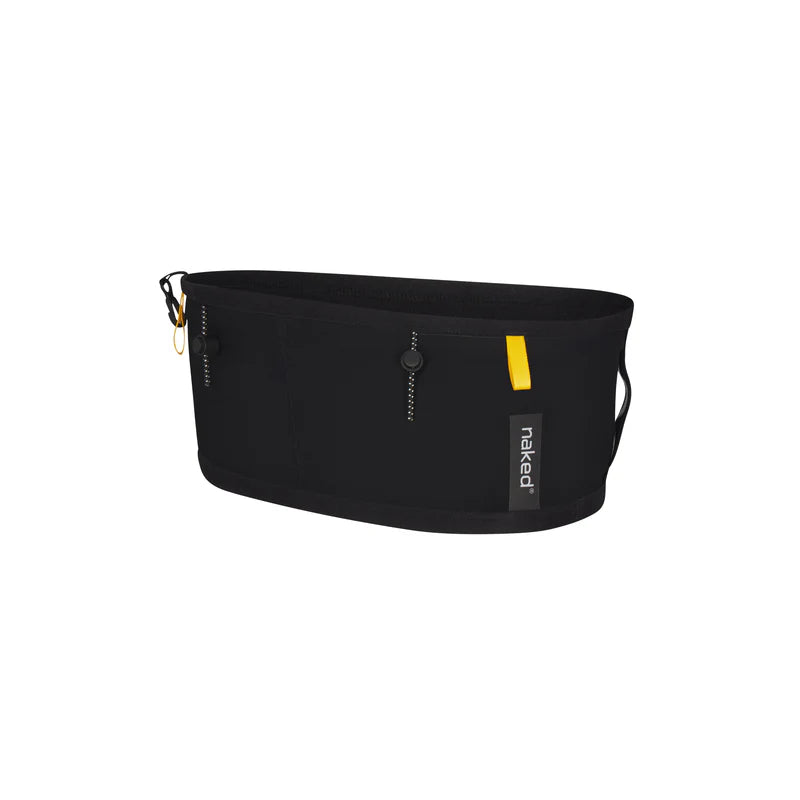 Running Band by Naked in black with yellow accent, high-performance waist belt for carrying fuel, fluids, and accessories during running