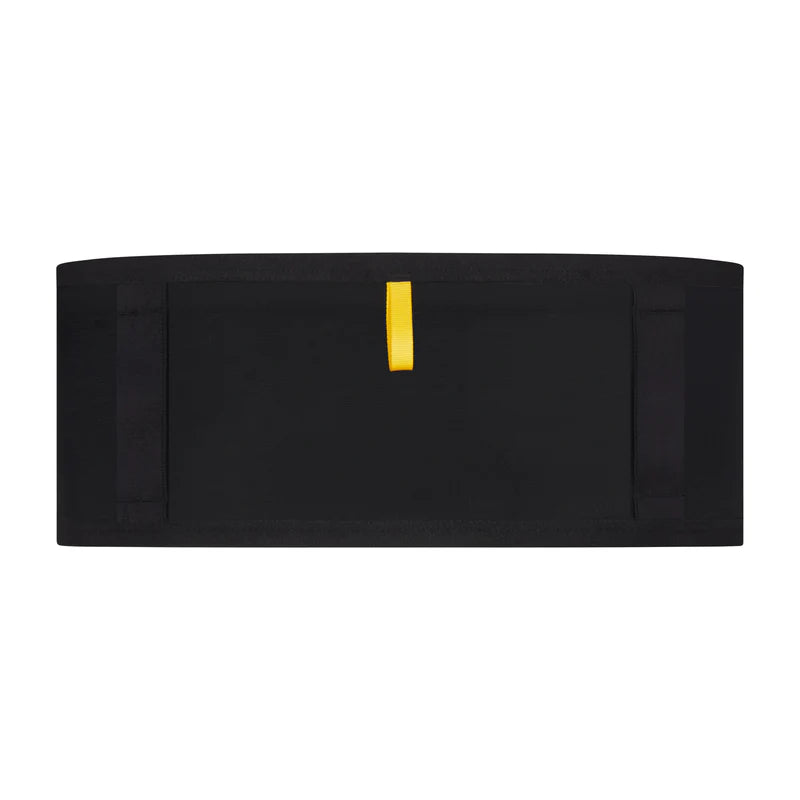 Running Band by Naked in black with yellow tab, high-performance waist belt for carrying fuel, fluids, and accessories during running