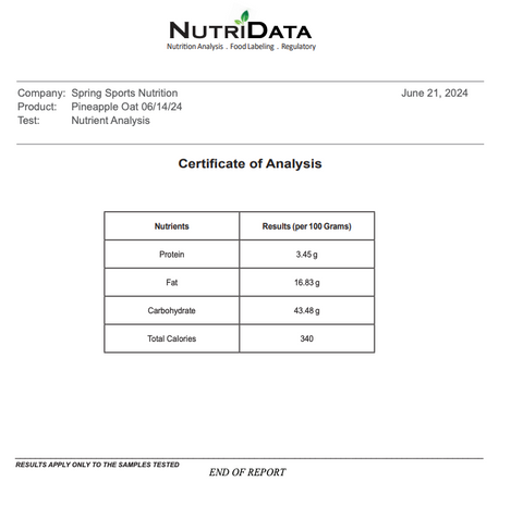 Oat Pineapple (Wolf Pack) - Endurance Meal for Athletes - 310 Kcal
