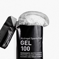 Gel 100 by Maurten in black packaging, hydrogel sports fuel with six natural ingredients, preservative free for running nutrition