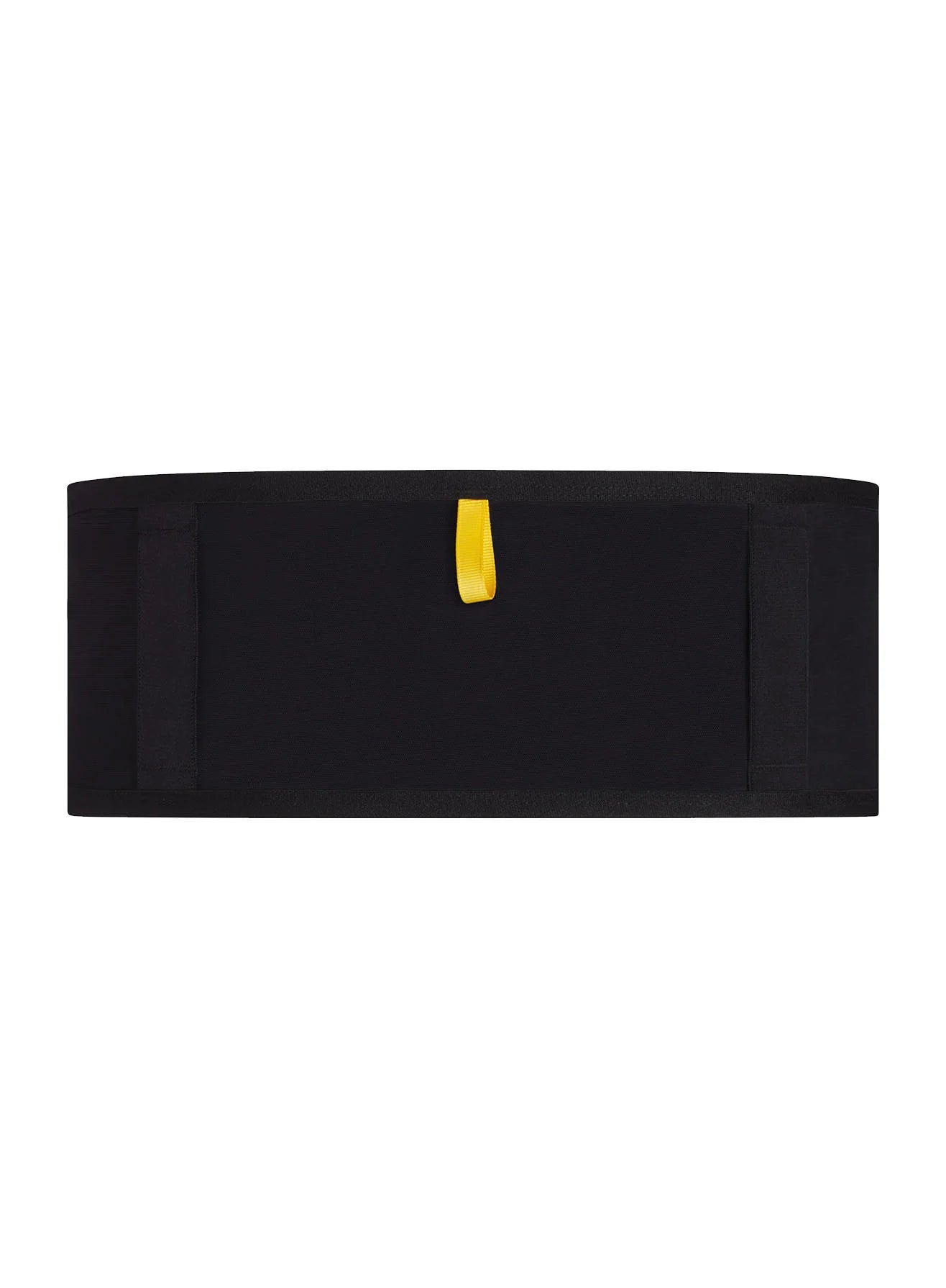 Running Band by Naked in black with yellow tab, high-performance waist belt for carrying fuel, fluids, accessories, and trekking poles