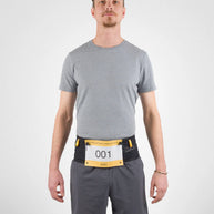 Running Band by Naked in black and yellow, high-performance waist belt for carrying fuel, fluids, accessories, ideal for running and trekking.