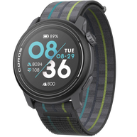 PACE 3 GPS Sport Watch by Coros in black and grey with blue and green stripes, lightweight for training and recovery tracking