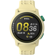 PACE 3 GPS Sport Watch by Coros in light yellow with green buttons, lightweight tracking watch for running and training recovery