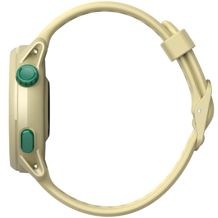 PACE 3 GPS Sport Watch by Coros in beige with green buttons, lightweight GPS watch for training and recovery tracking