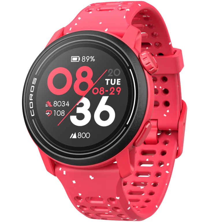 PACE 3 GPS Sport Watch by Coros in red with black dial, lightweight tracking for training and recovery, ideal for running and sports