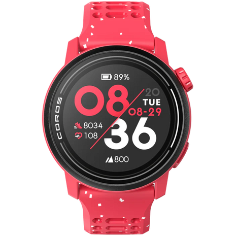 PACE 3 GPS Sport Watch by Coros in red with lightweight design, advanced training tracking, and recovery features for runners.