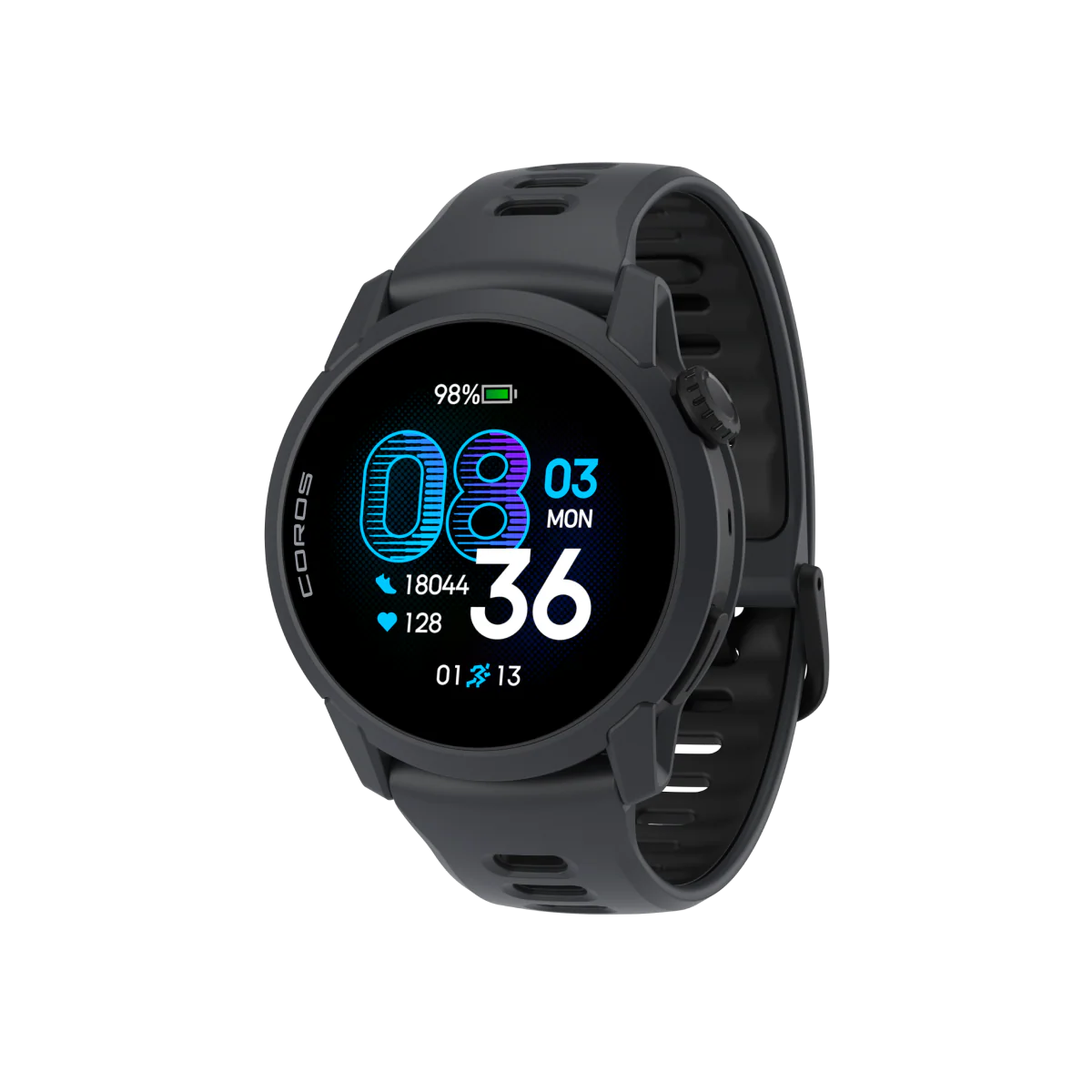 Pace 4 GPS Sport Watch by Coros in black with advanced running metrics including VO2 max tracking and fitness level analysis