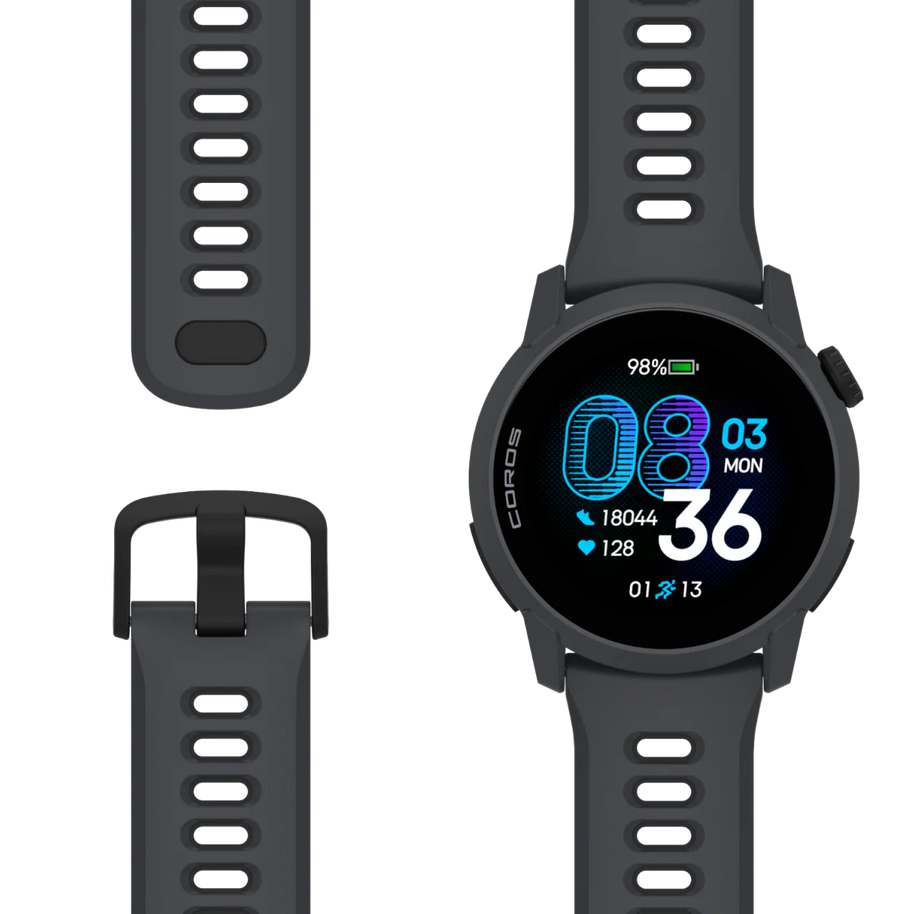 Pace 4 GPS Sport Watch by Coros in black with advanced running metrics VO2 Max and Lactate Threshold tracking for runners