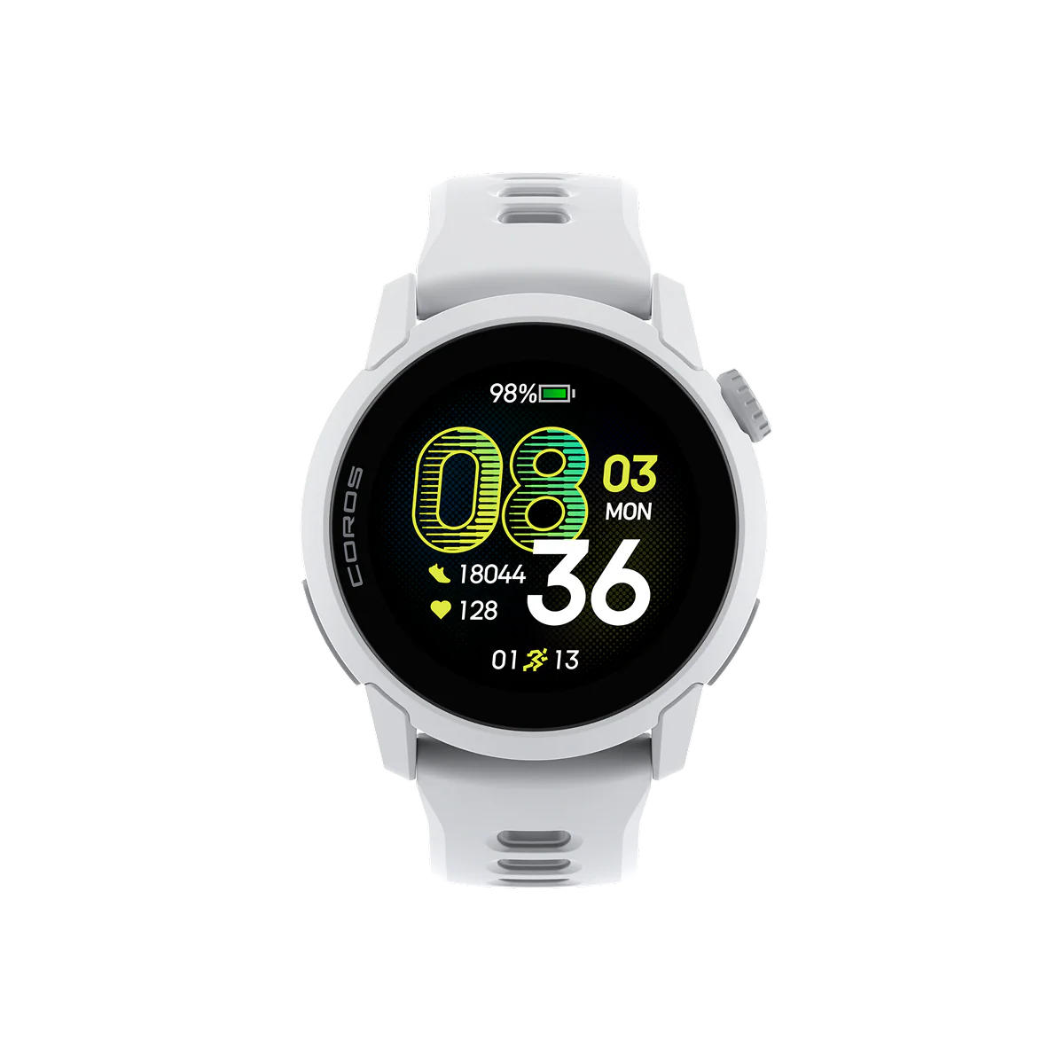 Pace 4 GPS Sport Watch by Coros in white with advanced running metrics tracking VO2 max and lactate threshold for fitness monitoring