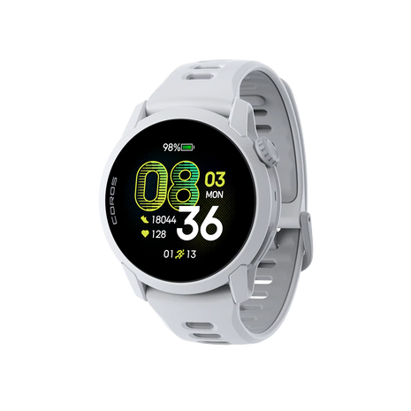 Pace 4 GPS Sport Watch by Coros in white with VO2 max tracking and advanced running metrics for performance monitoring