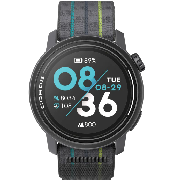 PACE 3 GPS Sport Watch by Coros in black with grey strap, lightweight with training and recovery tracking for running and fitness