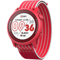 PACE 3 GPS Sport Watch by Coros in red with lightweight design, tracking training and recovery for running and fitness