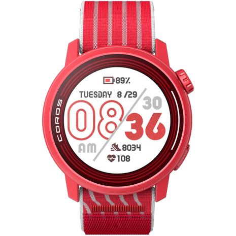 PACE 3 GPS Sport Watch by Coros in red with lightweight design, advanced training tracking, and recovery features for runners and athletes
