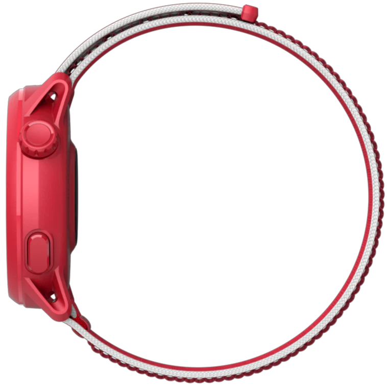 PACE 3 GPS Sport Watch by Coros in red and white, lightweight with advanced training and recovery tracking, ideal for athletes