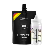PF Gel by Precision Fuel & Hydration in black with citrus flavour, 30g carb gel for fast energy during running and endurance activities