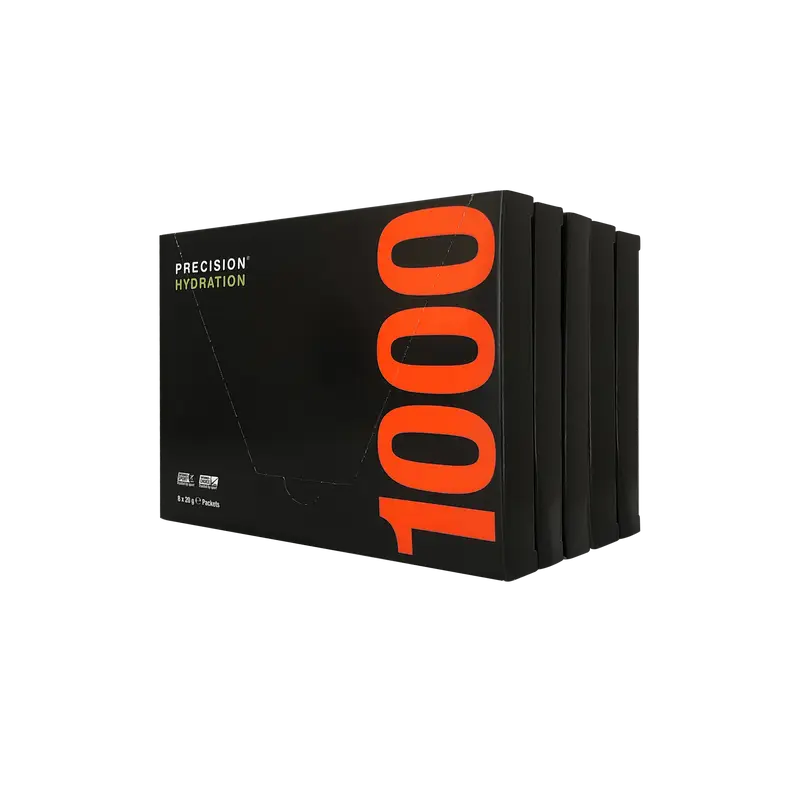 Hydration Powder 1000 by Precision Fuel & Hydration in black with orange, electrolyte drink mix for athletes to stay hydrated and replenish minerals