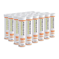 PH Electrolyte Tabs by Precision Fuel & Hydration in white and orange tubes, electrolyte supplement for hydration during sweating and endurance